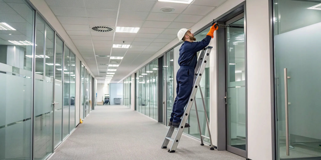 A professional cleaning the air ducts in a home with specialized vacuum equipment.